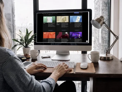 Modern Home Office Mockup with iMac and Cozy Vibes