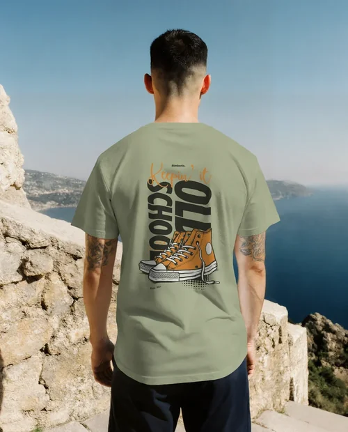 Stylish T-Shirt Mockup by the Serene Sea
