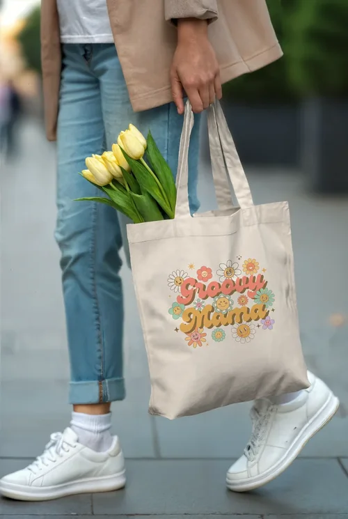 Casual Elegance Mockup of a Tote Bag with Tulips