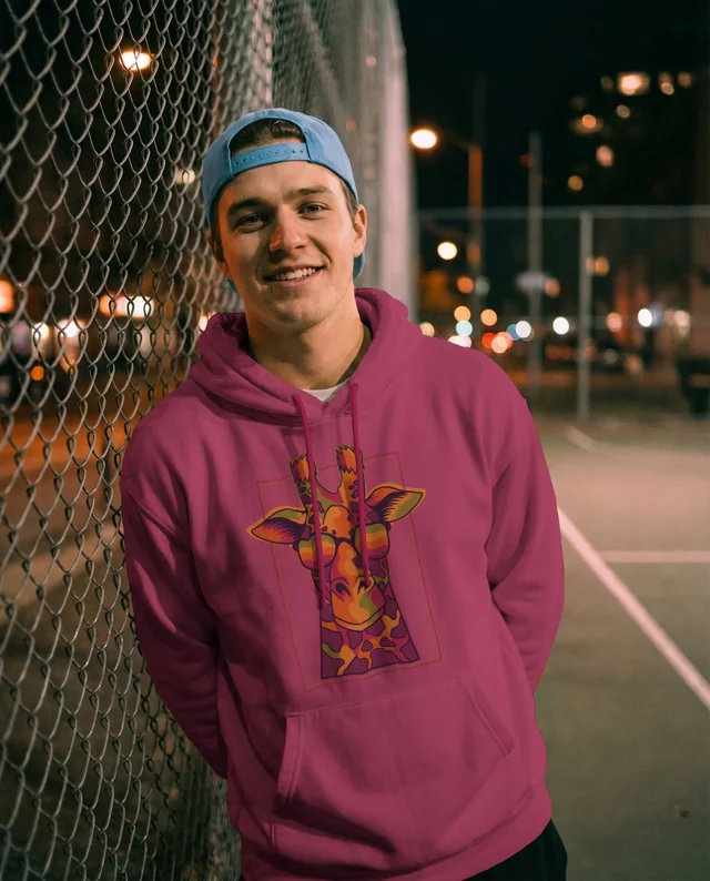 Stylish Hoodie Mockup of Young Man at Night
