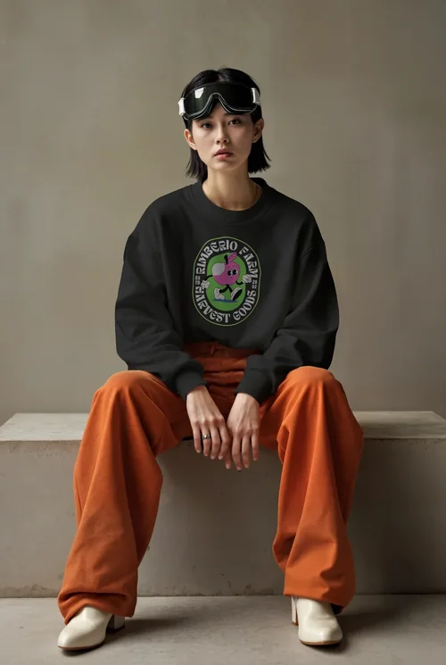 Stylish Sweatshirt Mockup of a Confident Young Woman