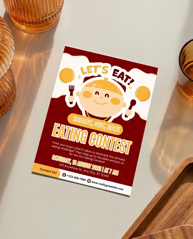 Modern Mockup of a Flyer with Amber Glassware Display