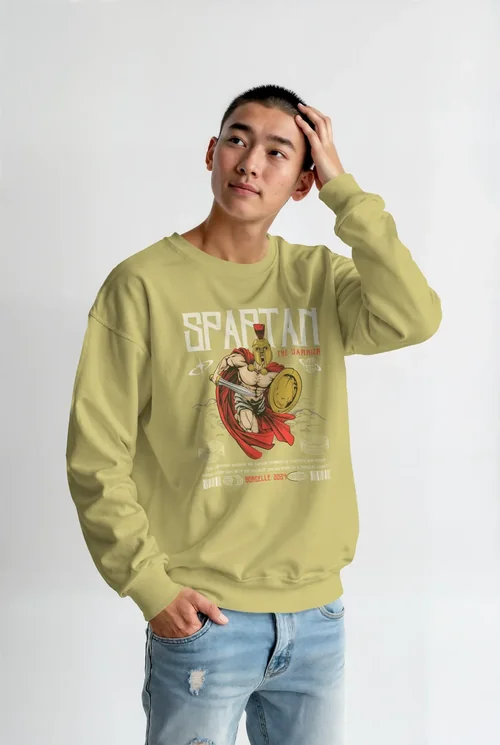Stylish Mockup of a Young Man in a Cream Sweatshirt