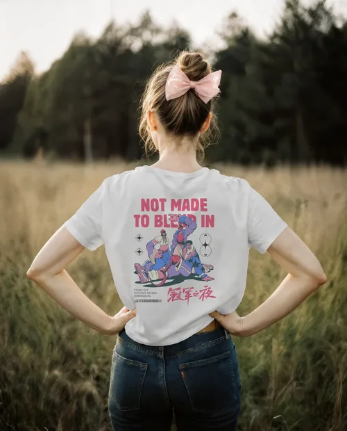 Stylish T-Shirt Mockup in a Serene Sunlit Field