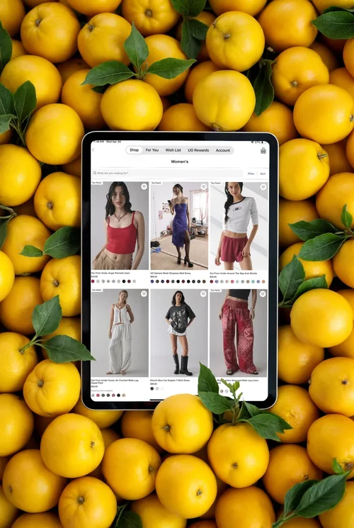 Black iPad Pro Mockup Surrounded by Vibrant Lemons