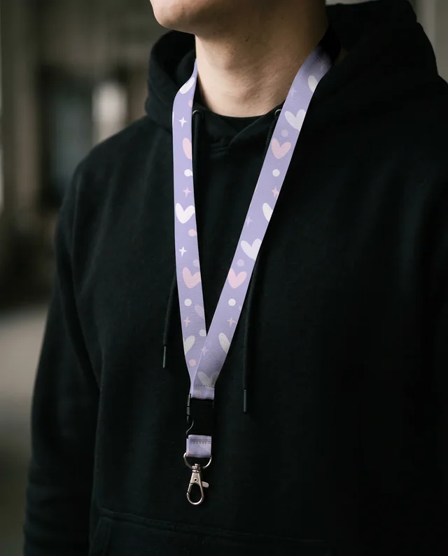 Urban Male Model in Black Hoodie with Lanyard Mockup
