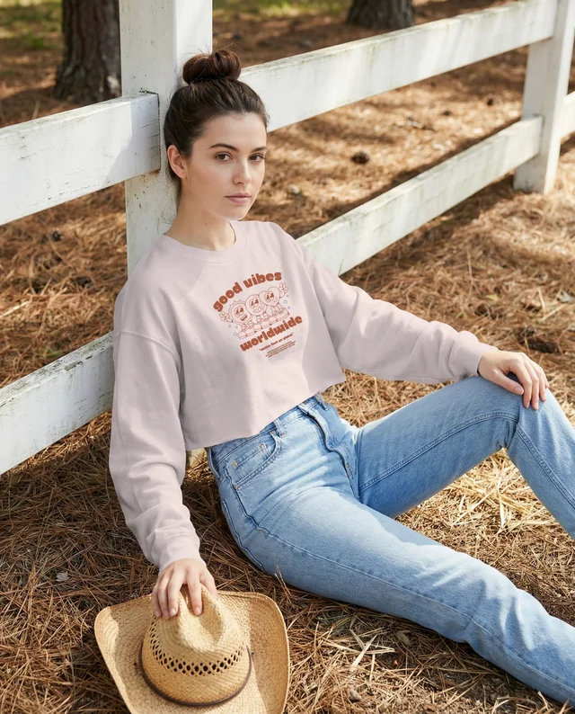 Casual Mockup of a Young Woman in a Crop Top Outdoors