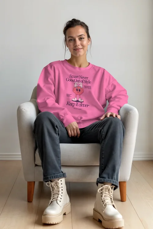 Cozy Mockup of a Young Woman in a Sweatshirt