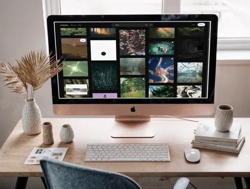 Modern iMac Mockup in a Cozy Workspace Design
