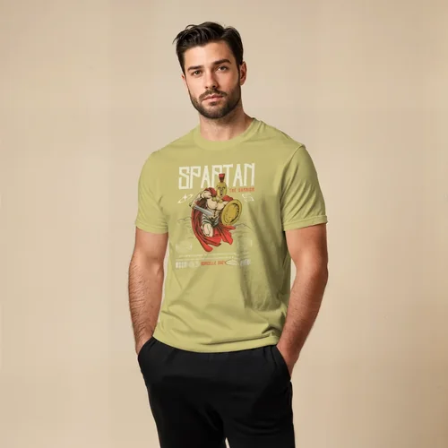 Mockup of T-Shirt Against Soft Beige Background with Colors