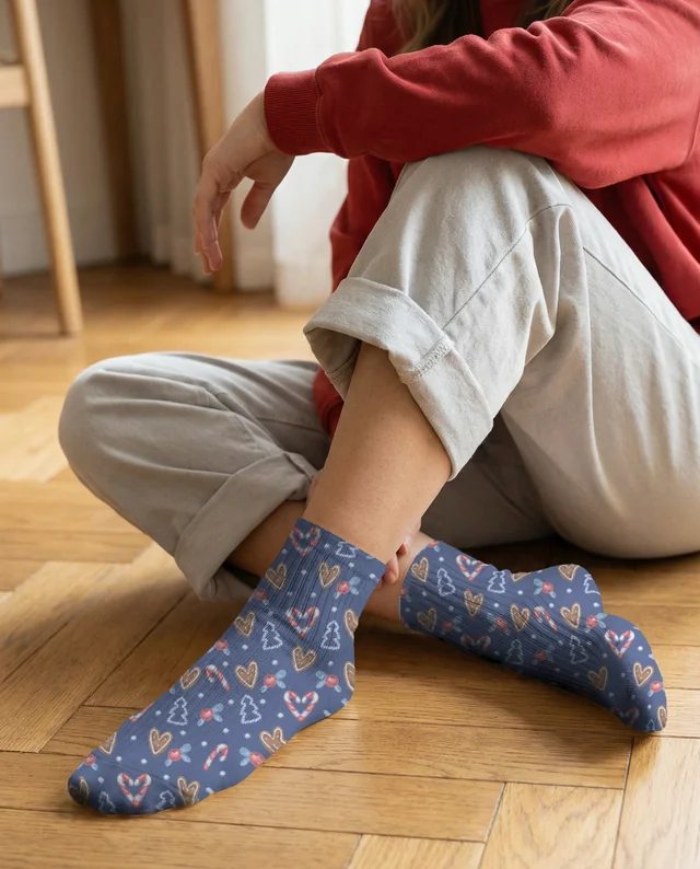 Cozy Socks Mockup on a Casual Home Setting