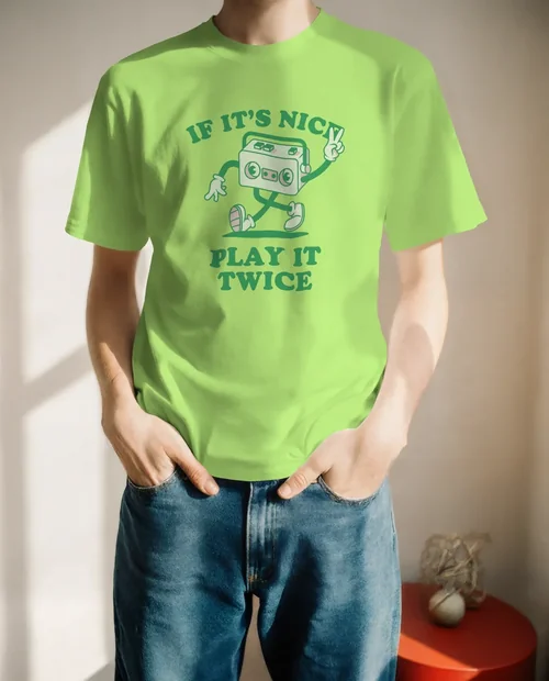 Casual T-Shirt Mockup in a Well-Lit Room