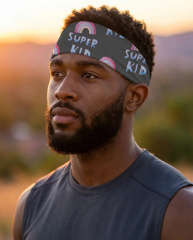 Young Man in Bandana Mockup with Sunset Background
