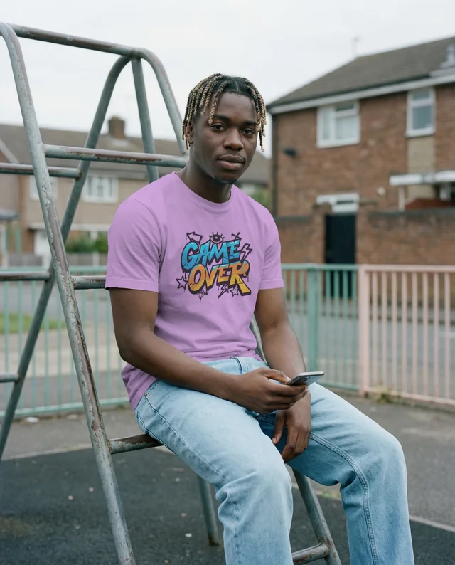 Urban T-Shirt Mockup of Young Man on Playground