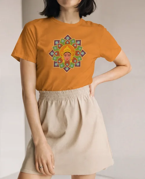 Stylish T-Shirt Mockup of Confident Young Woman