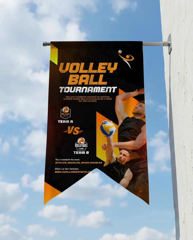 Elegant White Banner Mockup Against a Clear Sky