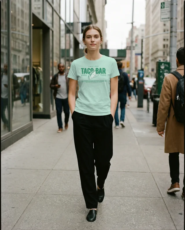 Stylish T-Shirt Mockup in Urban Street Scene