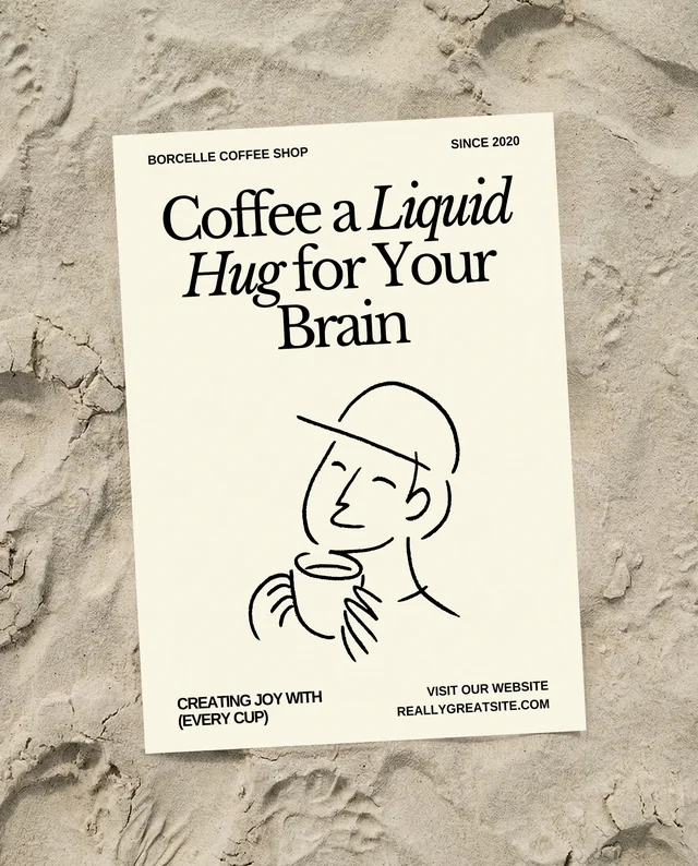 Beach Mockup Poster with Blank Paper on Sandy Shore