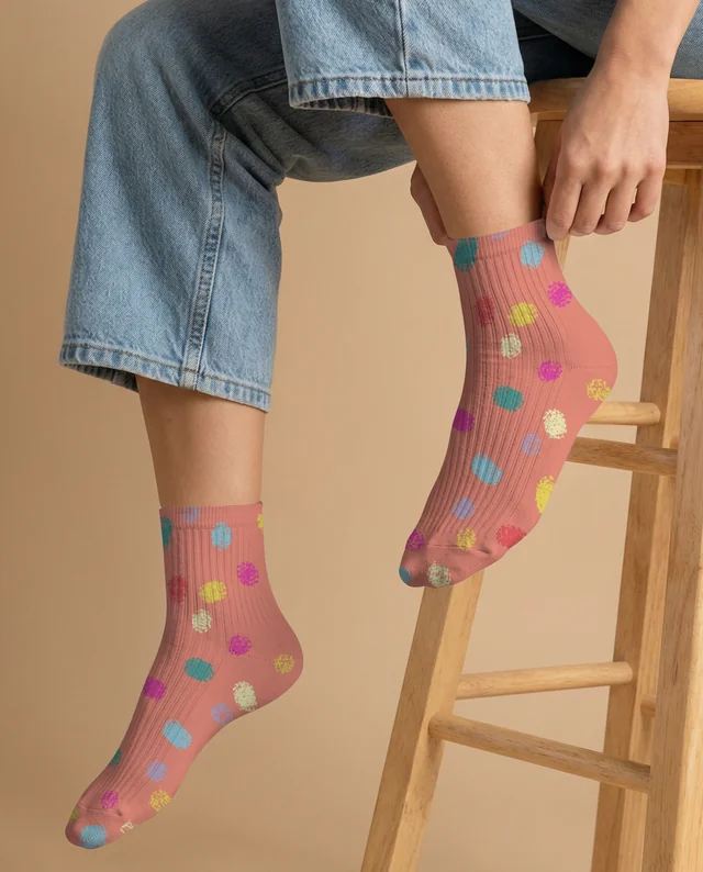 Casual Denim Culottes and White Socks Mockup Image