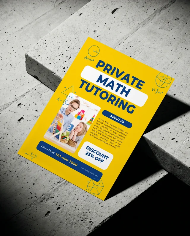 Minimalist Mockup of Blank Flyer on Concrete Surface