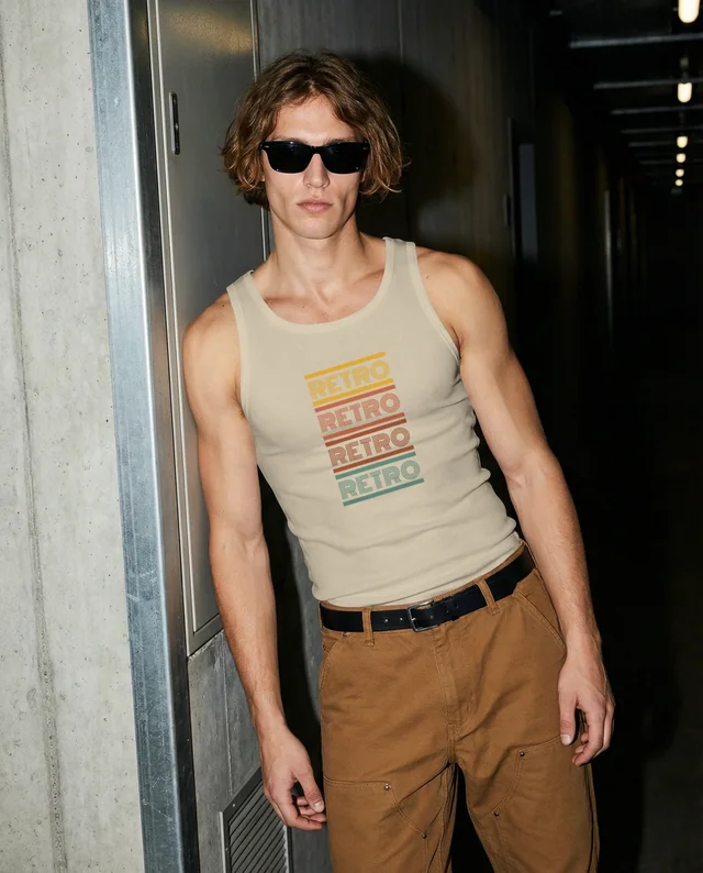 Stylish Young Model in Fitted White Tank Top Mockup