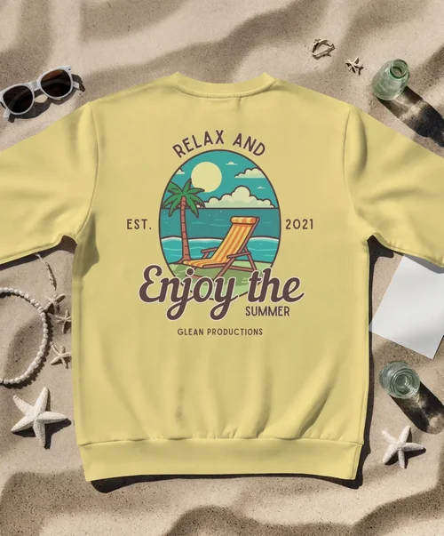 Minimalist Sweatshirt Mockup on Sandy Beach Scene