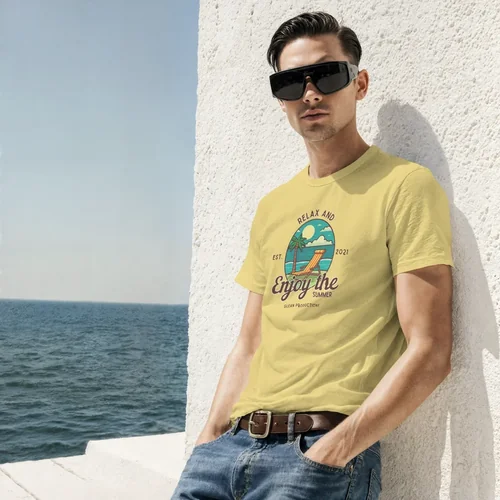 Stylish T-Shirt Mockup with Bright Background Colors