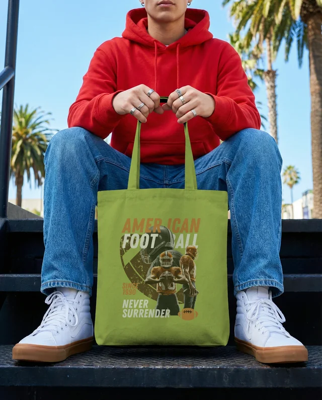 Stylish Mockup of a Casual Tote Bag in Urban Setting