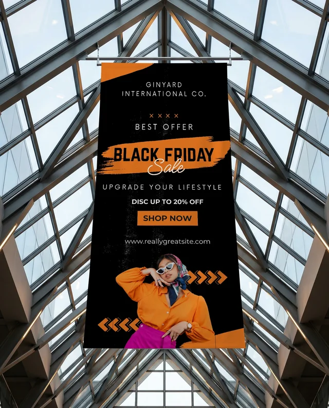 Modern Interior Mockup with Large White Banner Display