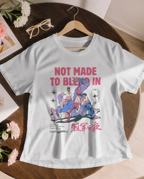 Stylish T-Shirt Mockup on Wooden Table with Accessories