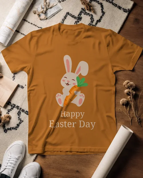 Stylish T-Shirt Mockup on Cozy Textured Rug