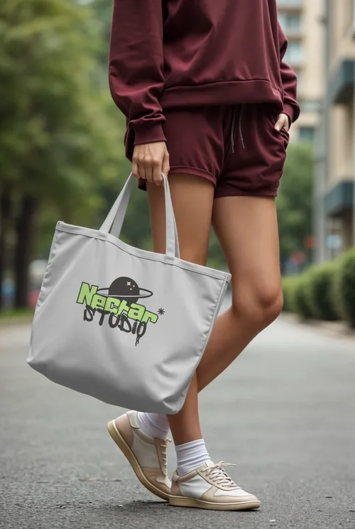 Stylish Mockup of a Tote Bag in Urban Setting