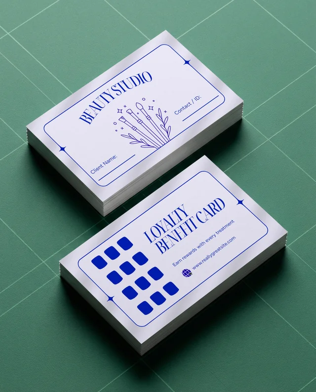 Elegant Mockup of White Business Cards on Green Mat