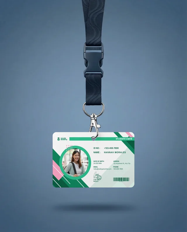 Elegant Mockup of a Blank ID Card with Stylish Lanyard