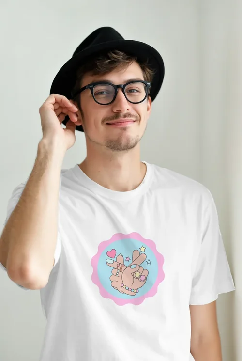 Stylish T-Shirt Mockup Featuring Confident Young Male