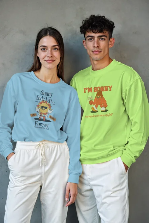 Stylish Sweatshirt Mockup of a Young Couple Together