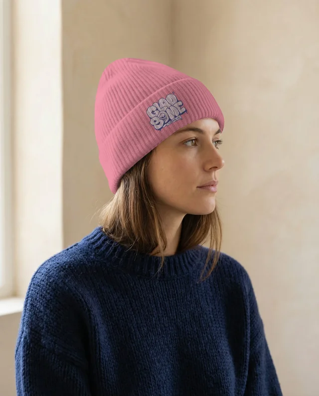 Cozy Mockup of a Young Woman in a Beanie and Sweater