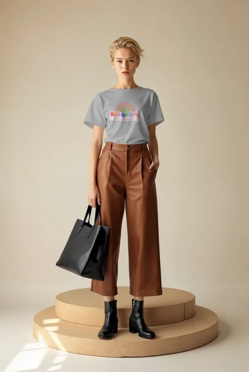 Stylish T-Shirt Mockup on Minimalist Cardboard Platforms