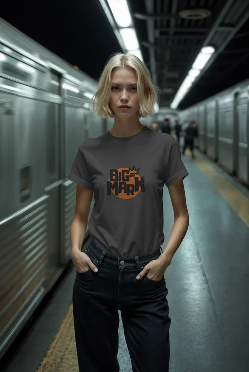 Bold T-Shirt Mockup Featuring a Confident Supermodel