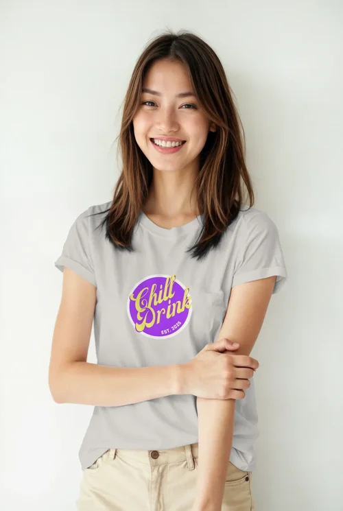 Confident Woman T-Shirt Mockup for Fashion Showcase