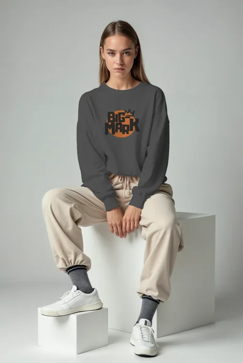 Mockup of a Young Woman in a Casual Sweatshirt