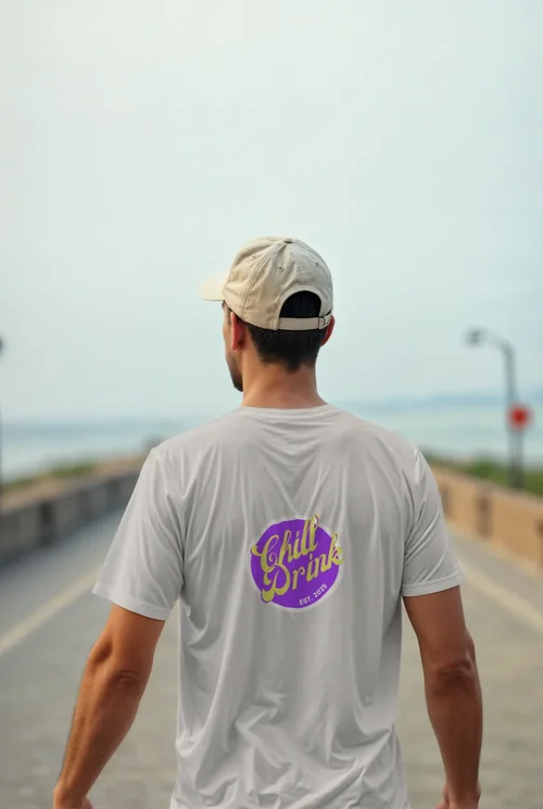 Mockup of a Simple T-Shirt: Coastal Serenity Captured