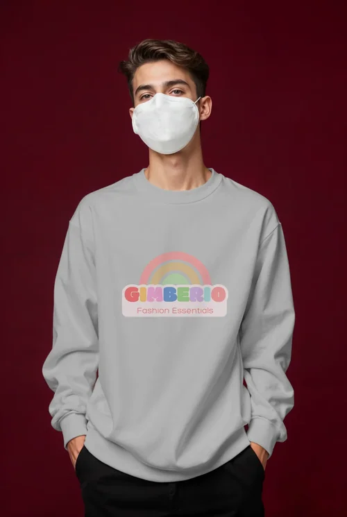 Mockup of a Casual Sweatshirt with Face Mask
