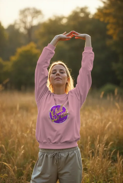 Serene Mockup of a Woman in a Relaxing Sweatshirt