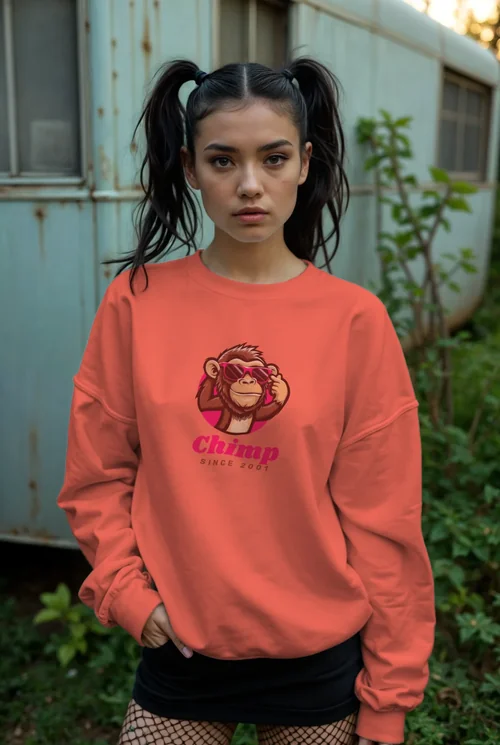 Urban Sweatshirt Mockup: Stylish Women's Fashion Portrait