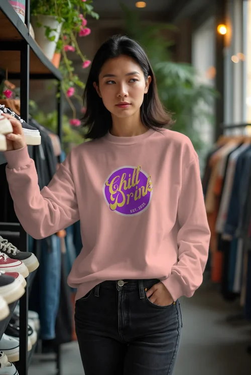 Mockup of Casual Sweatshirt in Contemporary Retail Setting