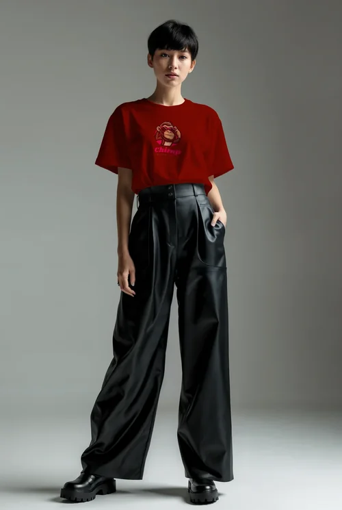 Stylish T-Shirt Mockup Featuring a Confident Supermodel