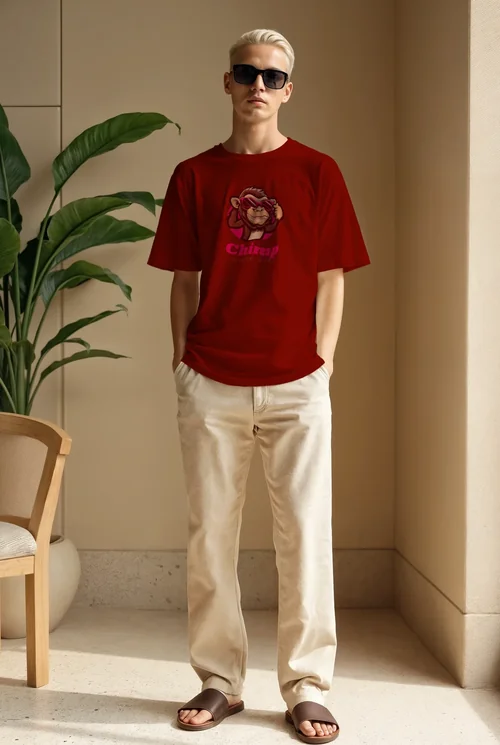 Stylish T-Shirt Mockup of Young Asian Male Supermodel