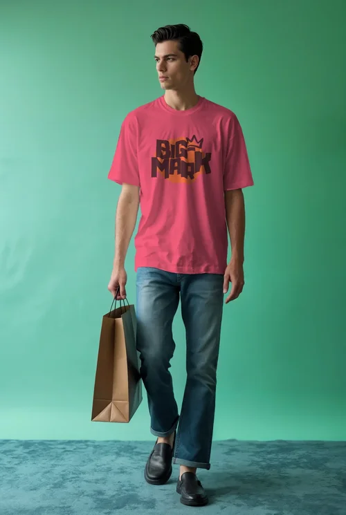 Stylish Mockup of T-Shirt Worn by Male Supermodel