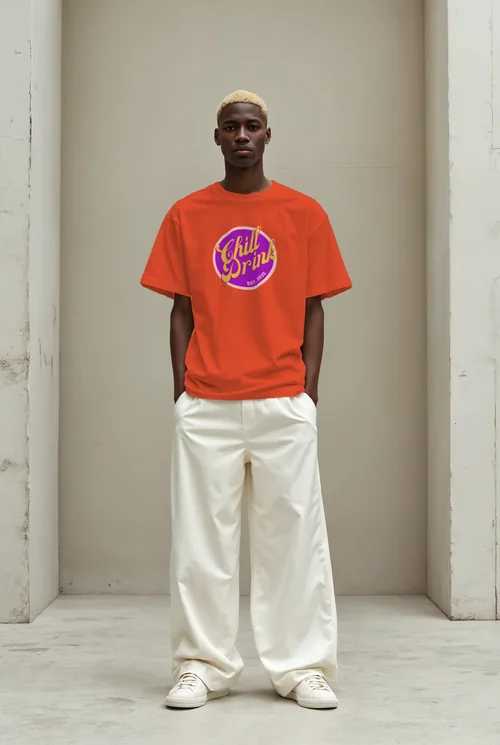 Modern T-Shirt Mockup Featuring Bold Male Supermodel